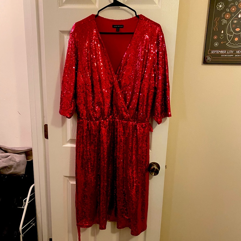 Hot pink sequin wrap dress
